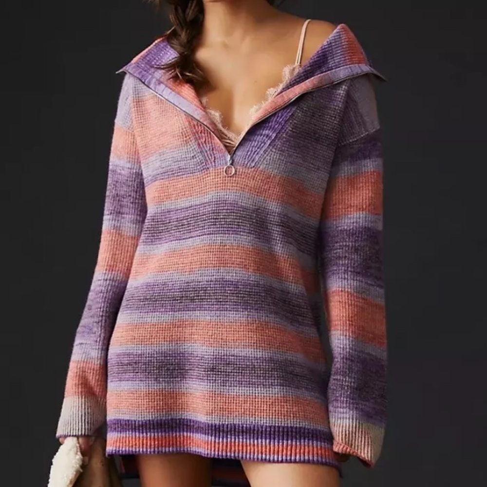 EUC Anthropologie Daily Practice 1/2 Zip Tunic Sweater Generous Size Small
